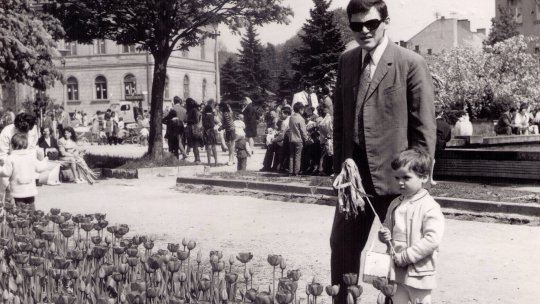 Viktor with Jana at the 1975 May Day parade. Attendance at the communist celebration of labor was required by the regime. Viktor with Jana in 1975